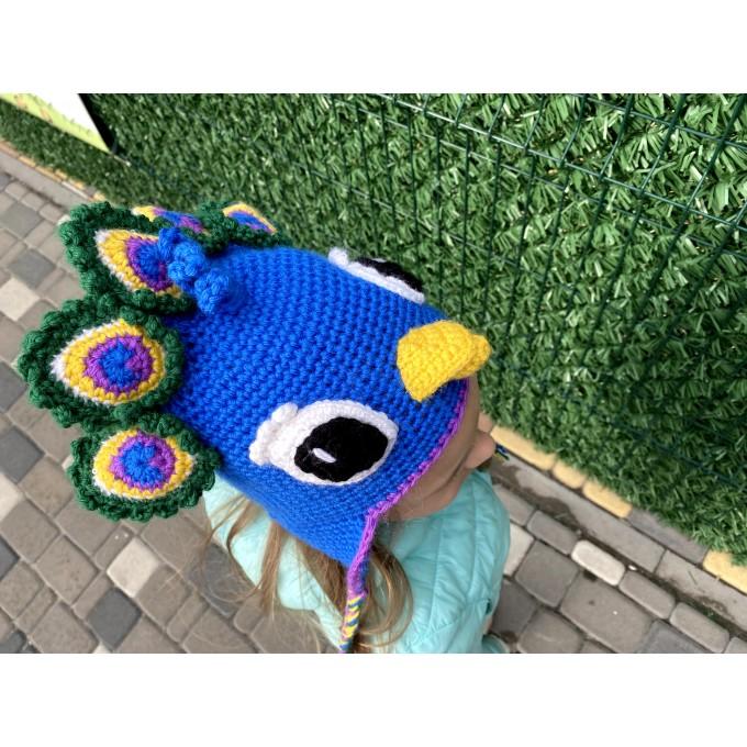 Crochet peacock hat