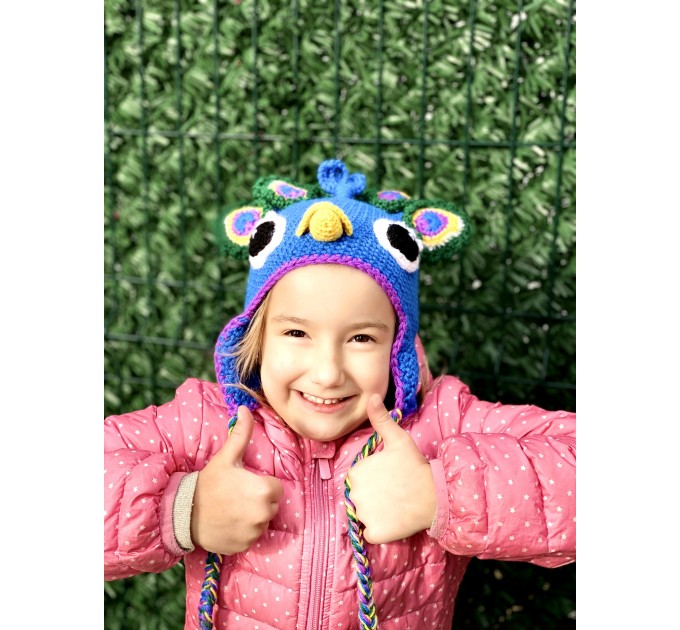 Crochet peacock hat