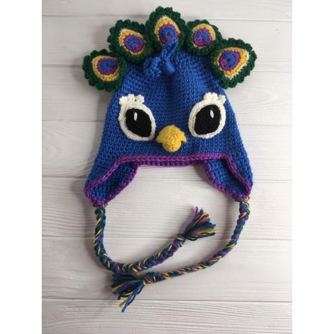 Crochet peacock hat