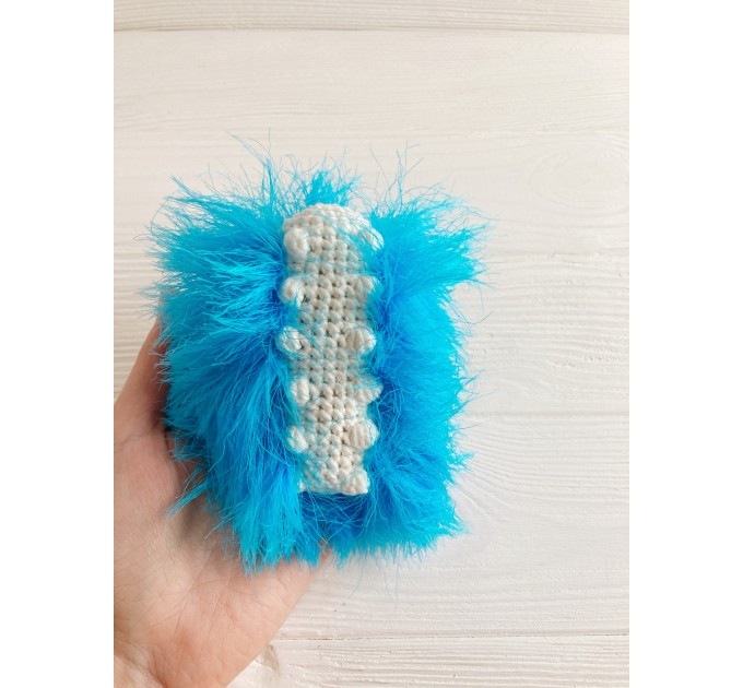 Amigurumi sky blue caterpillar