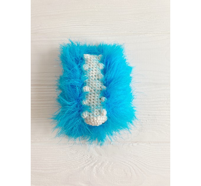 Amigurumi sky blue caterpillar