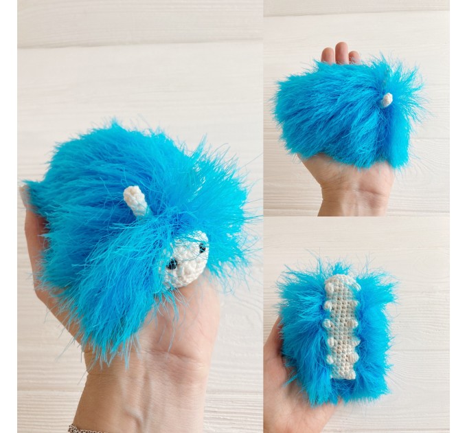 Amigurumi sky blue caterpillar