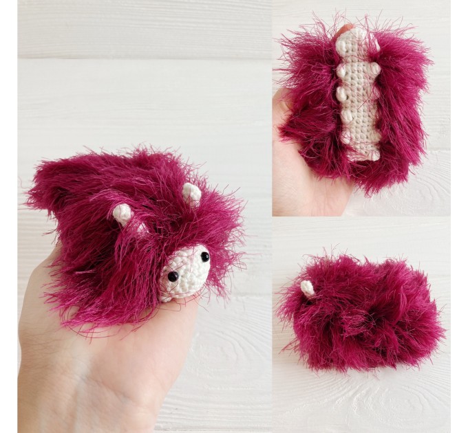 Amigurumi burgundy caterpillar