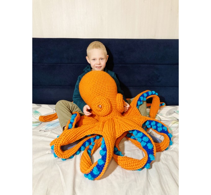 Giant stuffed octopus orange