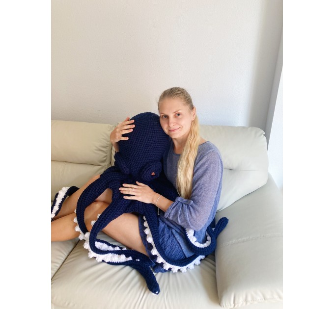 Giant stuffed octopus blue