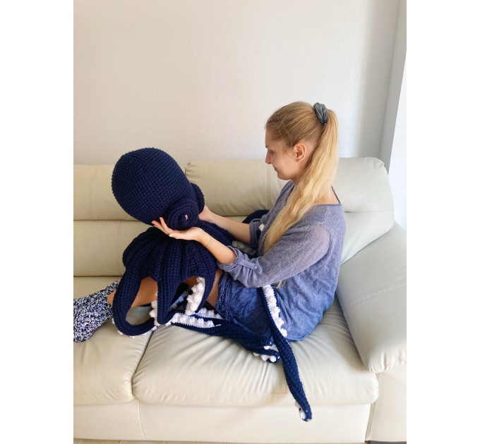 Giant stuffed octopus blue