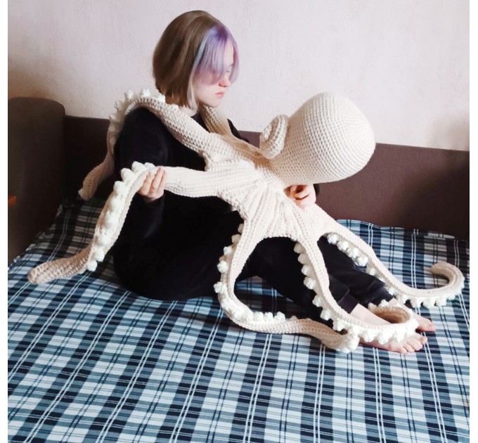 Giant stuffed octopus beige