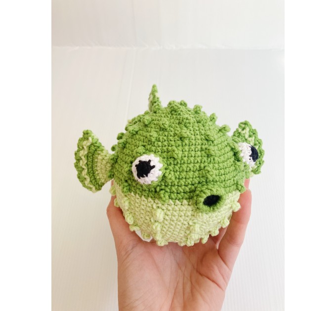 Puffer fish stuffed animal green