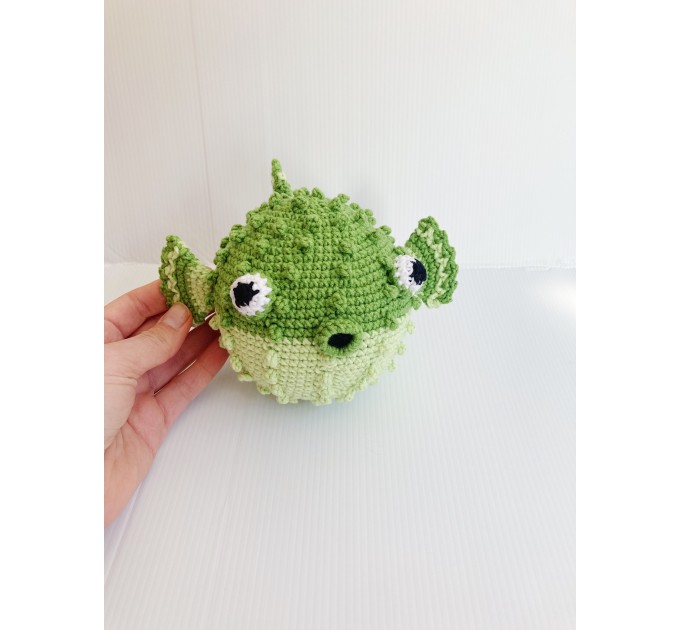 Puffer fish stuffed animal green