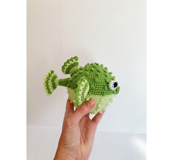 Puffer fish stuffed animal green