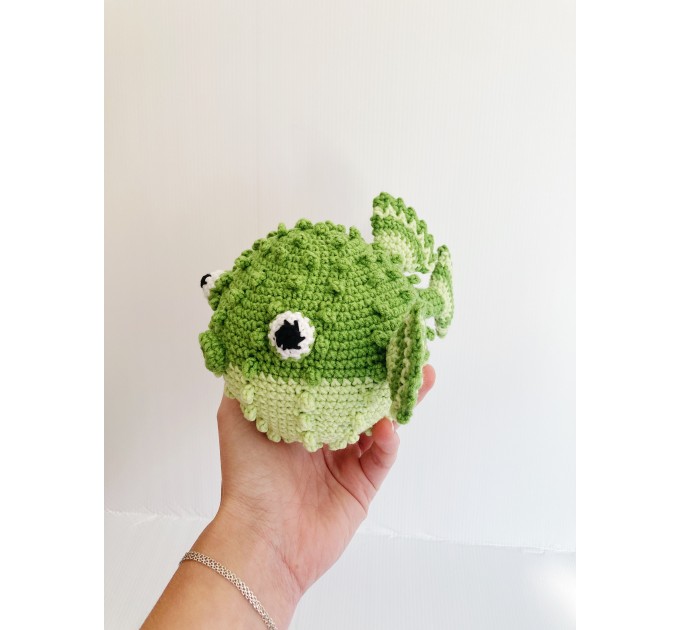 Puffer fish stuffed animal green