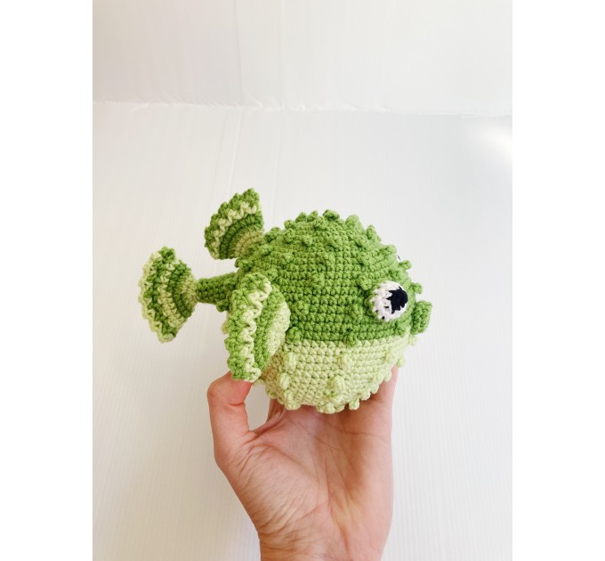 Puffer fish stuffed animal green