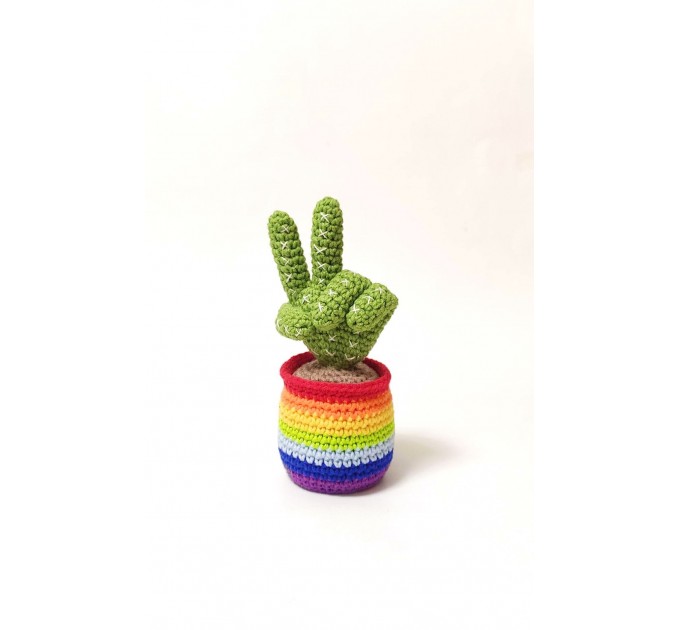 Cactus with victory fingers