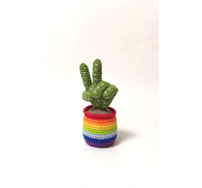 Cactus with victory fingers