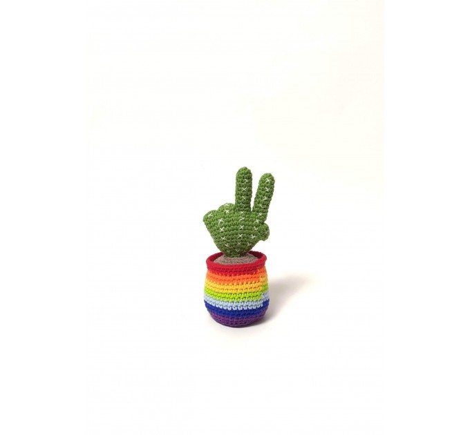 Cactus with victory fingers