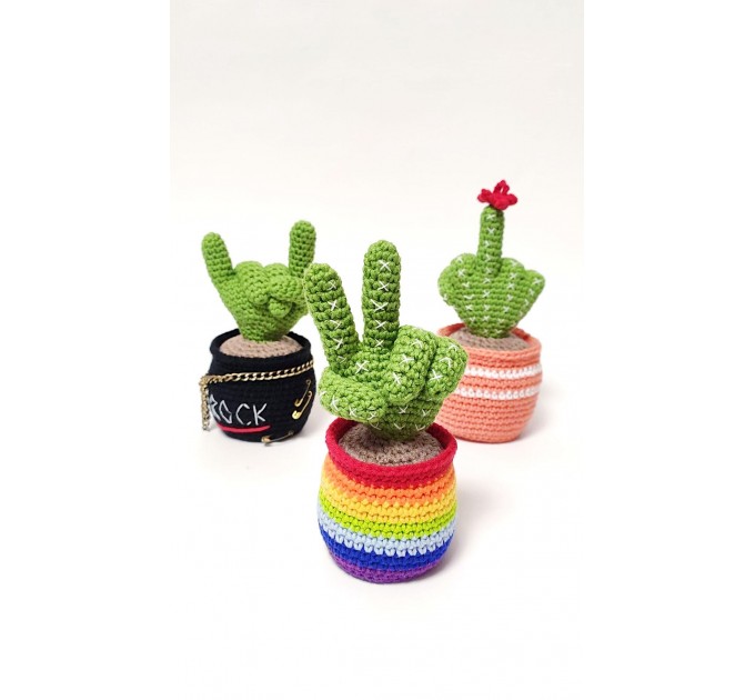 Cactus with victory fingers