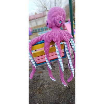 Giant stuffed octopus pink and teal