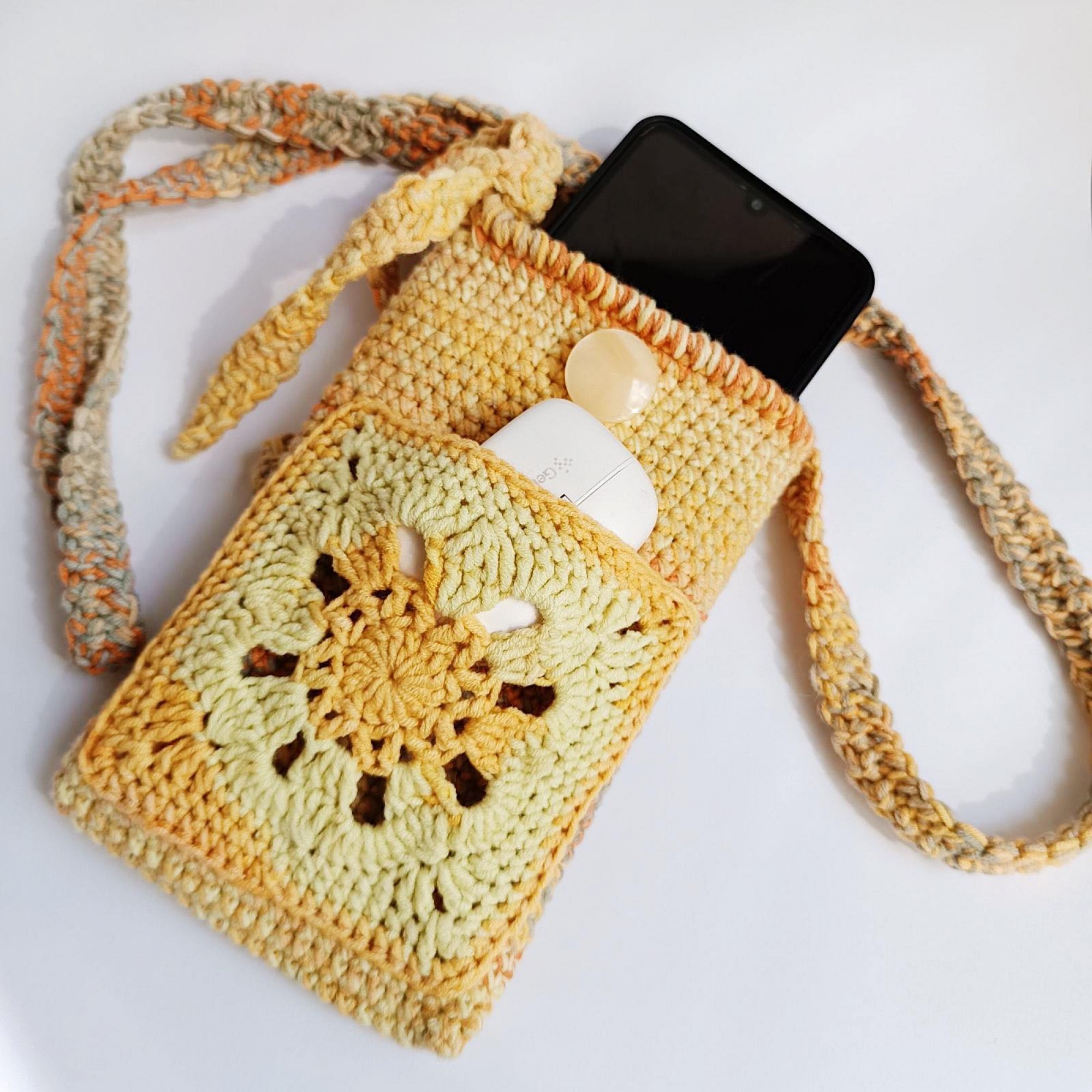 Crochet phone bag, summer women crossbody, personalized gift for