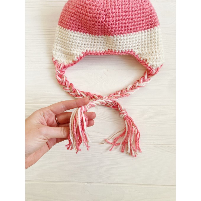 pink and white hat