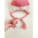 pink and white hat