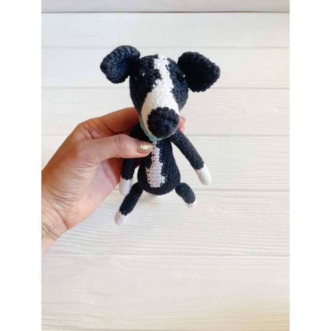 black stuffed whippet dog