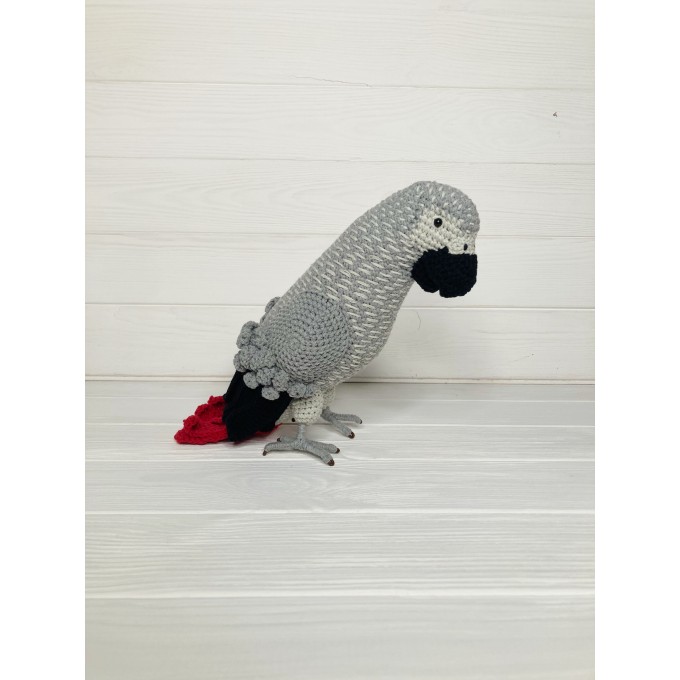 stuffed grey parrot