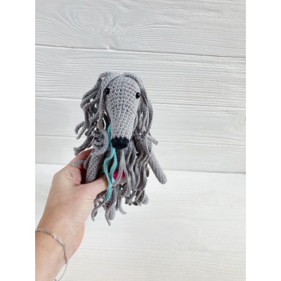 Afghan hound dog grey toy