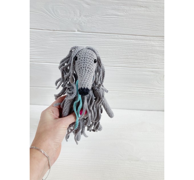 Afghan hound dog grey toy
