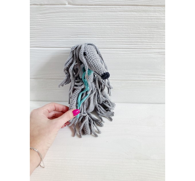 Afghan hound dog grey toy