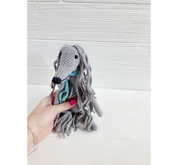 Afghan hound dog grey toy