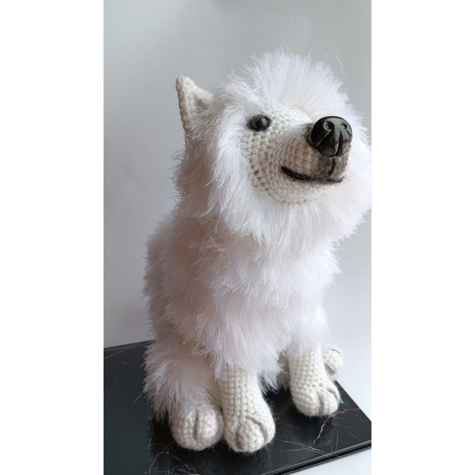 Crochet stuffed dog, plush Samoyed, personalized gift for dog lovers
