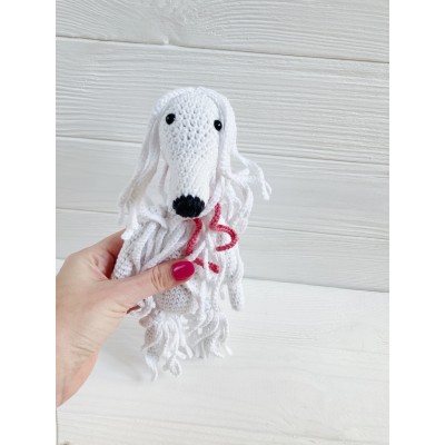 Afghan hound dog toy white