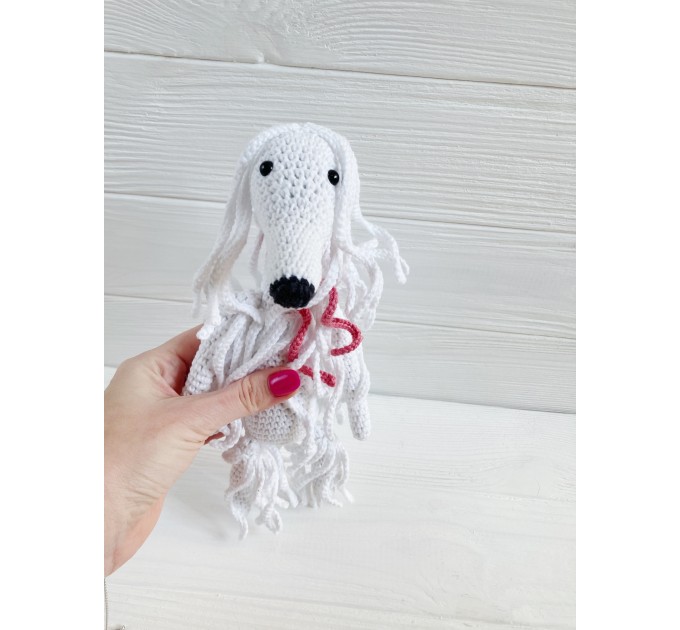 Afghan hound dog toy white