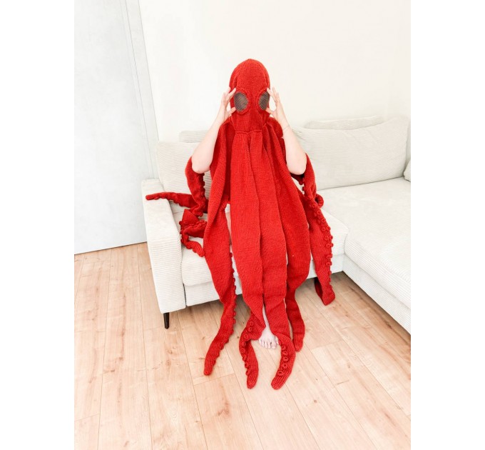 Orange whole body octopus blanket
