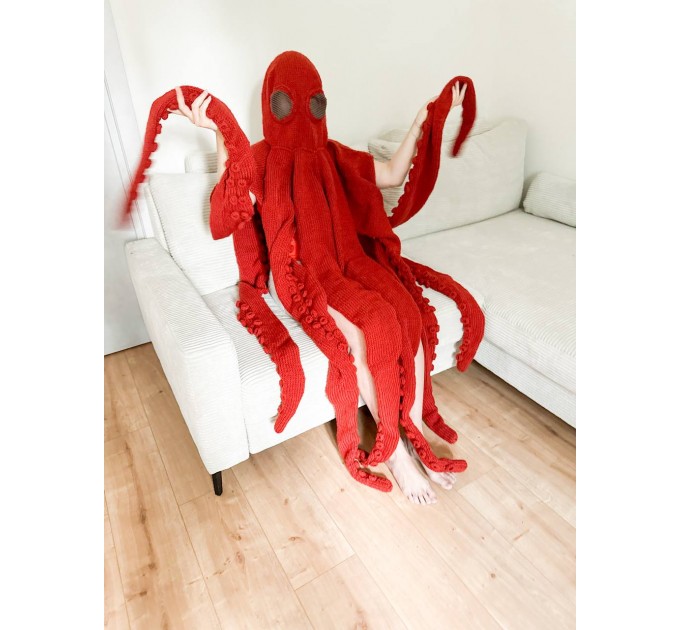 Orange whole body octopus blanket