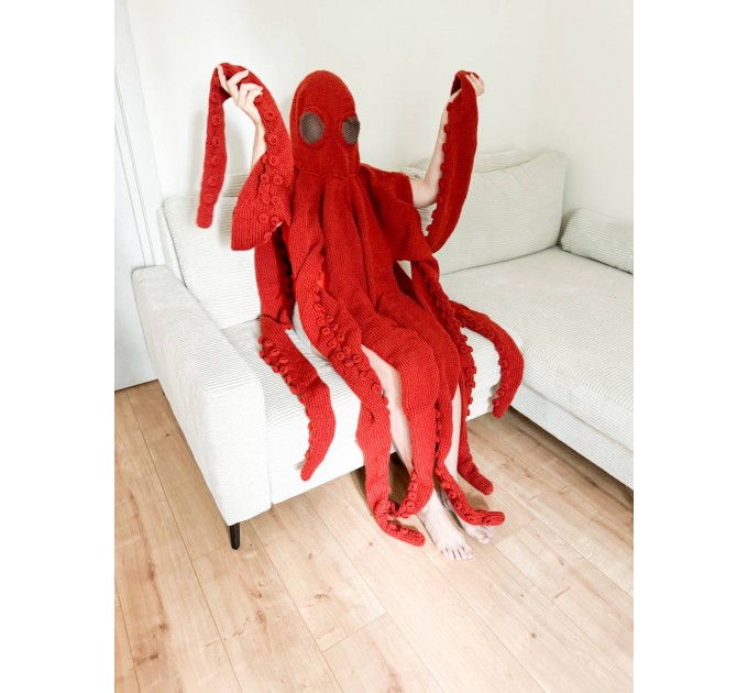 Orange whole body octopus blanket