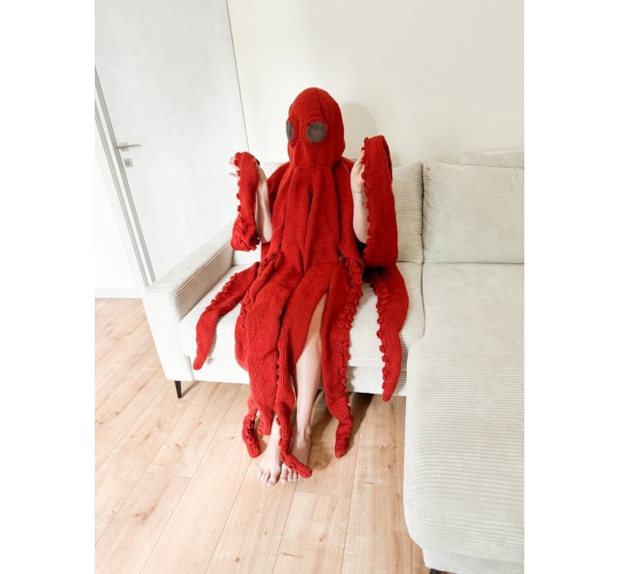 Orange whole body octopus blanket
