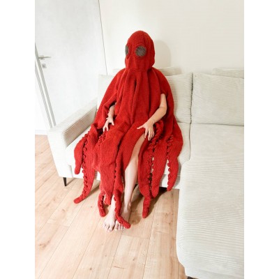 Orange whole body octopus blanket