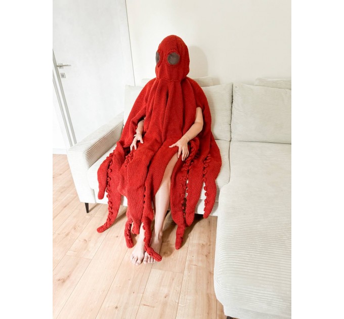 Orange whole body octopus blanket