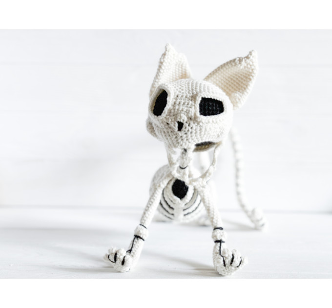 Crochet Cat Skeleton – Handmade Gothic Cat Plush