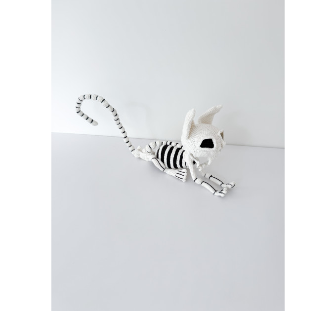 Crochet Cat Skeleton – Handmade Gothic Cat Plush