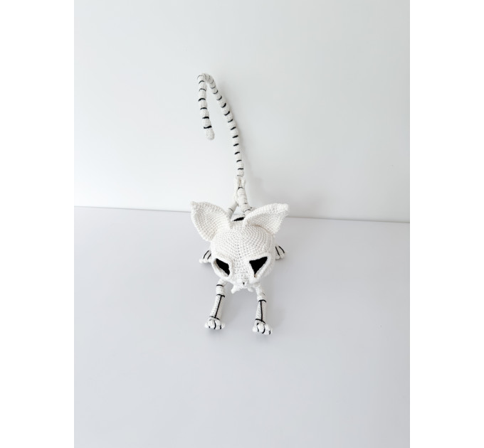 Crochet Cat Skeleton – Handmade Gothic Cat Plush