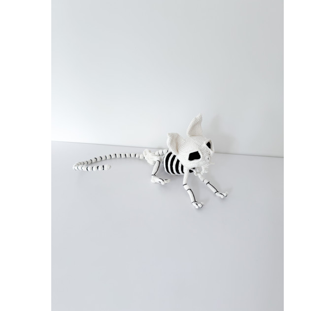 Crochet Cat Skeleton – Handmade Gothic Cat Plush