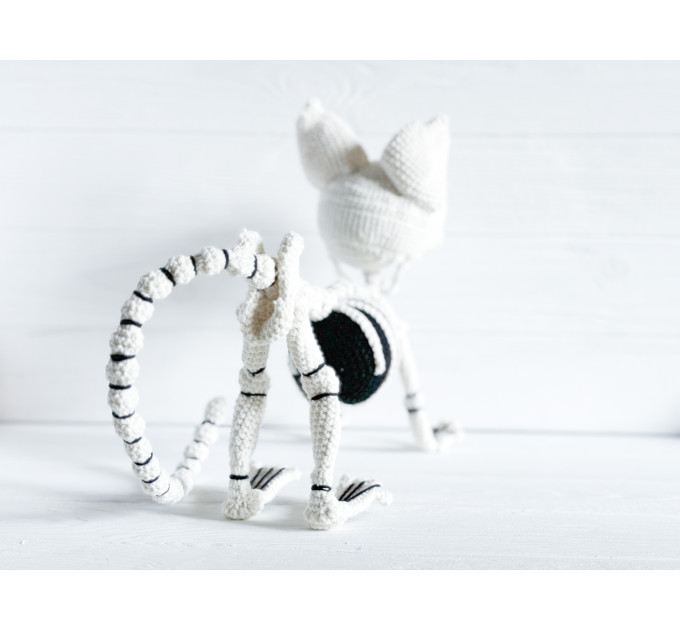 Crochet Cat Skeleton – Handmade Gothic Cat Plush