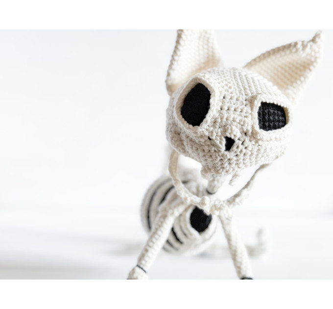Crochet Cat Skeleton – Handmade Gothic Cat Plush