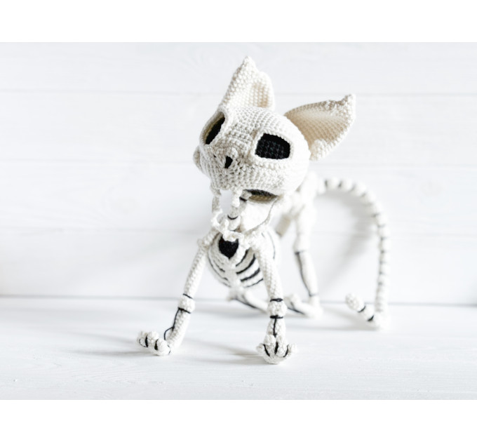 Crochet Cat Skeleton – Handmade Gothic Cat Plush