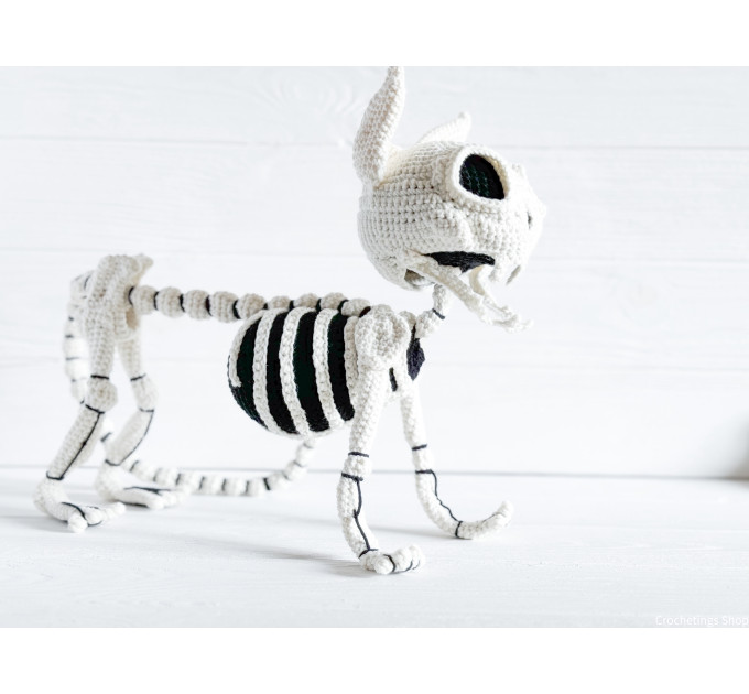 Crochet Cat Skeleton – Handmade Gothic Cat Plush