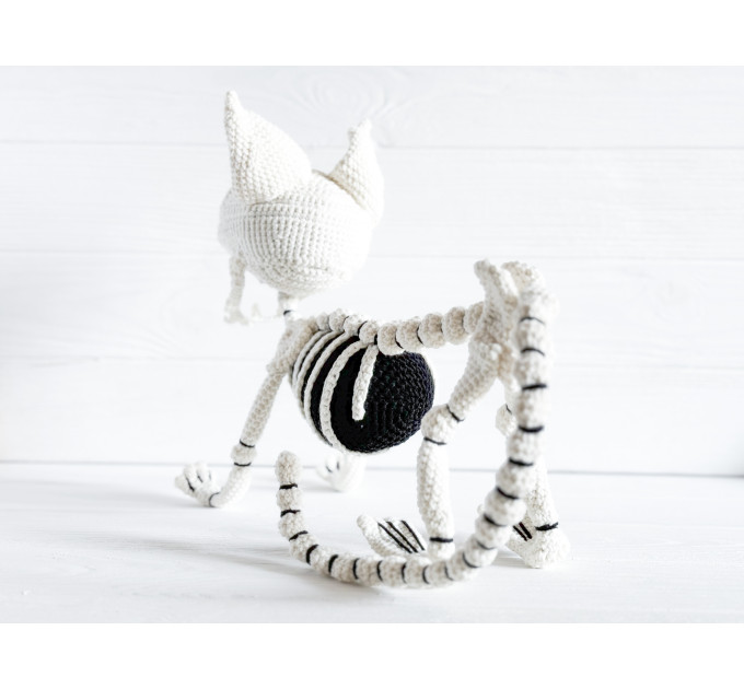 Crochet Cat Skeleton – Handmade Gothic Cat Plush