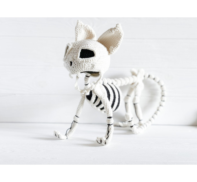 Crochet Cat Skeleton – Handmade Gothic Cat Plush