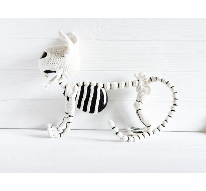 Crochet Cat Skeleton – Handmade Gothic Cat Plush